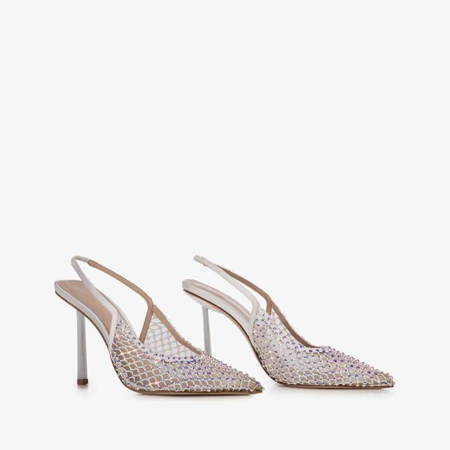 Le Silla Slingback gioiello rete bianca Sottocosto