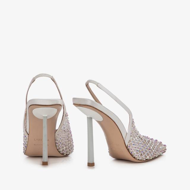 Le Silla Slingback gioiello rete bianca Sottocosto