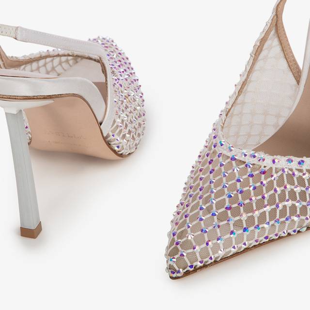 Le Silla Slingback gioiello rete bianca Sottocosto