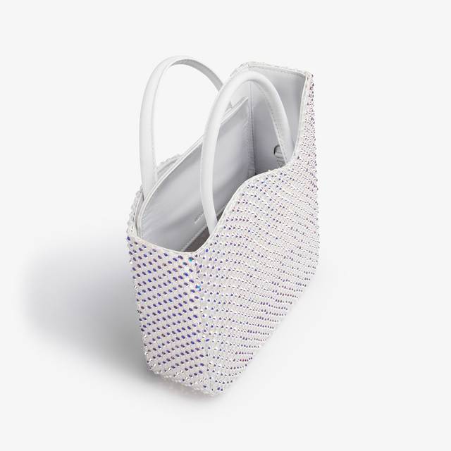 Le Silla Small bag raso bianca con Cristalli Convenienza