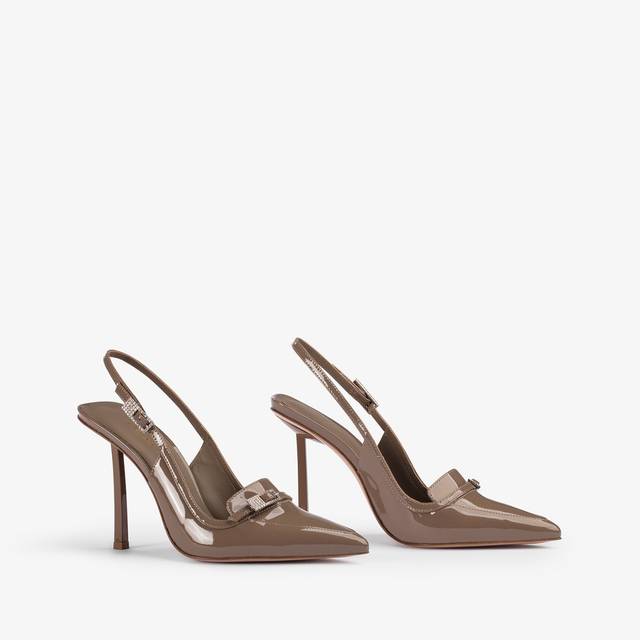 Le Silla Slingback mocassino vernice grigio sesamo Novità