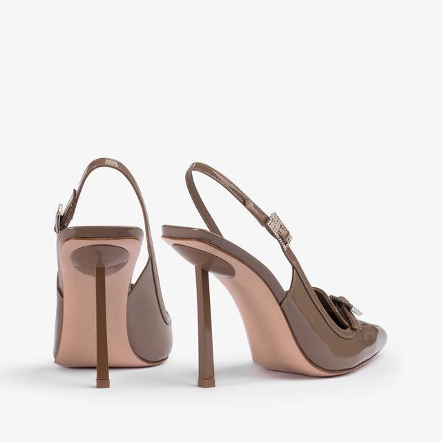 Le Silla Slingback mocassino vernice grigio sesamo Novità