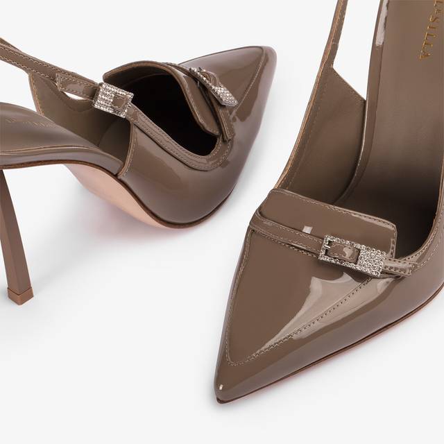 Le Silla Slingback mocassino vernice grigio sesamo Novità