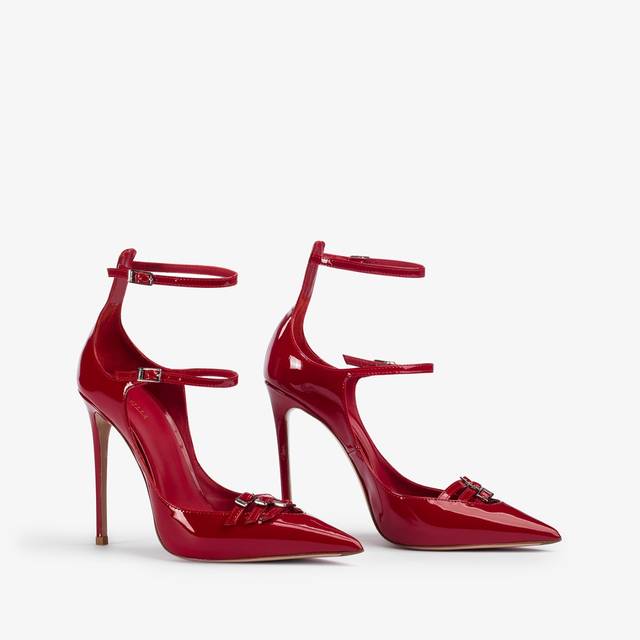 Le Silla Décolleté con listini vernice rossa Sconto