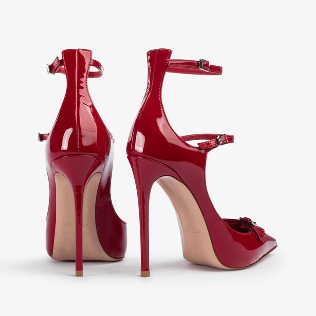 Le Silla Décolleté con listini vernice rossa Sconto