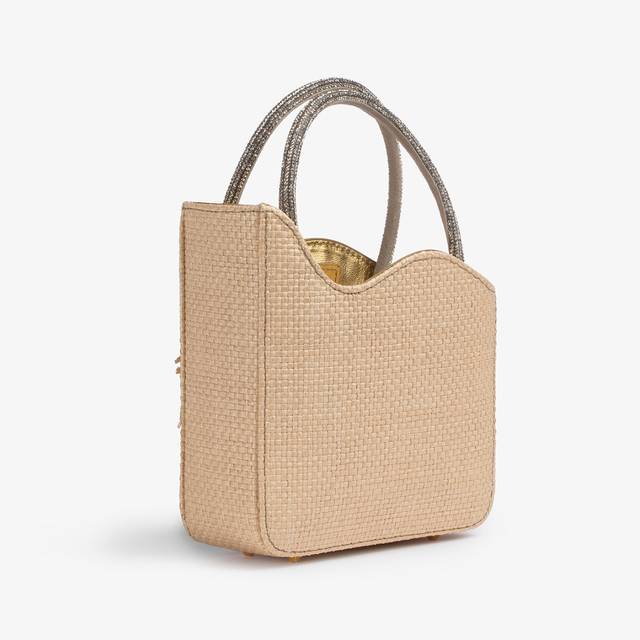 Le Silla Mini bag rafia beige naturale e Cristalli Saldi