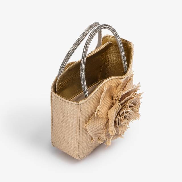 Le Silla Mini bag rafia beige naturale e Cristalli Saldi