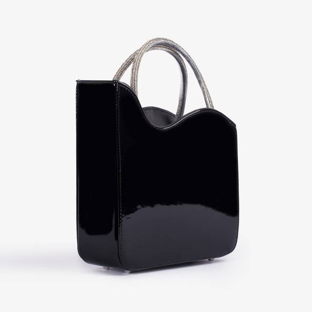 Le Silla Small bag vernice nera e Cristalli Vendita Calda