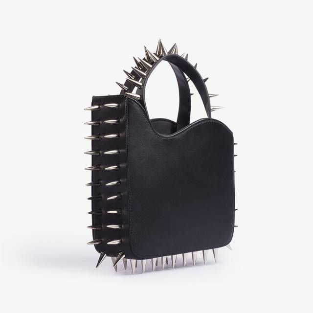 Le Silla Small bag pelle nera con borchie argento Vendita Economica