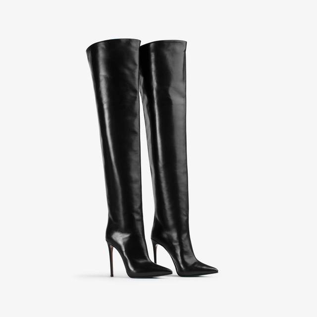 Le Silla Stivale sopra il ginocchio oversize nappa nero In Linea