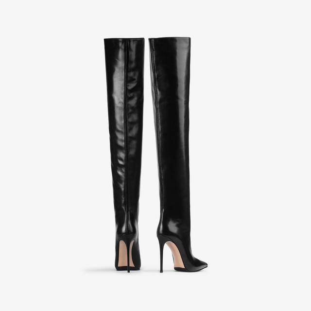 Le Silla Stivale sopra il ginocchio oversize nappa nero In Linea
