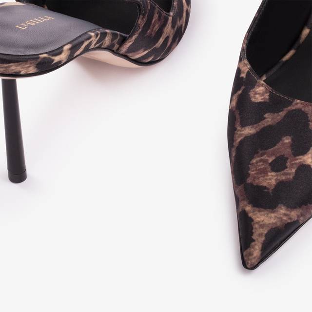 Le Silla Slingback raso stampa leopardata Qualità Garantita