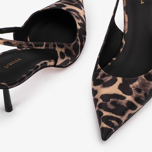 Le Silla Slingback raso stampa leopardata Negozi Online