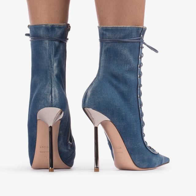 Le Silla Stivaletto con stringhe denim blu Prezzo Ridotto
