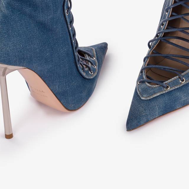 Le Silla Stivaletto con stringhe denim blu Prezzo Ridotto