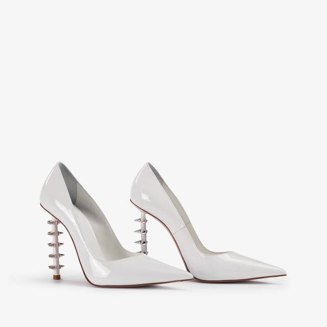 Le Silla Décolleté vernice bianca con borchie Presa