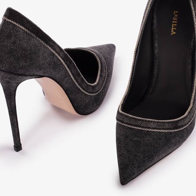 Le Silla Décolleté denim nera Sconto