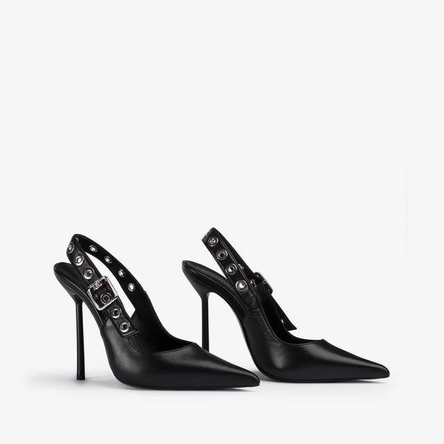 Le Silla Slingback pelle nera con occhielli argento I Più Venduti