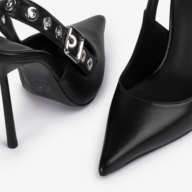 Le Silla Slingback pelle nera con occhielli argento I Più Venduti