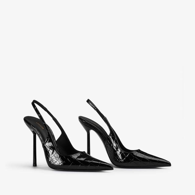 Le Silla Slingback stampa coccodrillo nera Vendite Flash