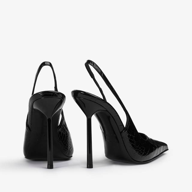 Le Silla Slingback stampa coccodrillo nera Vendite Flash