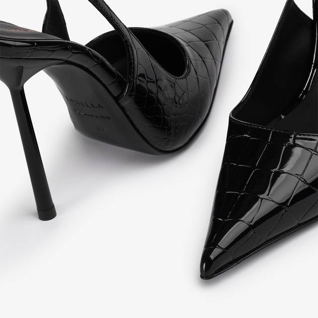 Le Silla Slingback stampa coccodrillo nera Vendite Flash