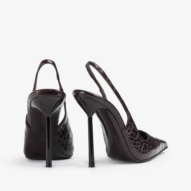 Le Silla Slingback stampa coccodrillo marrone fondente Negozio