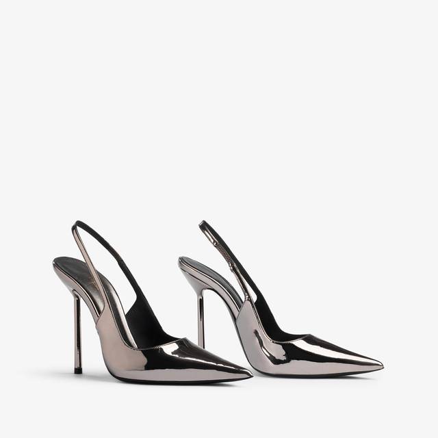 Le Silla Slingback metallizzata peltro In Saldo