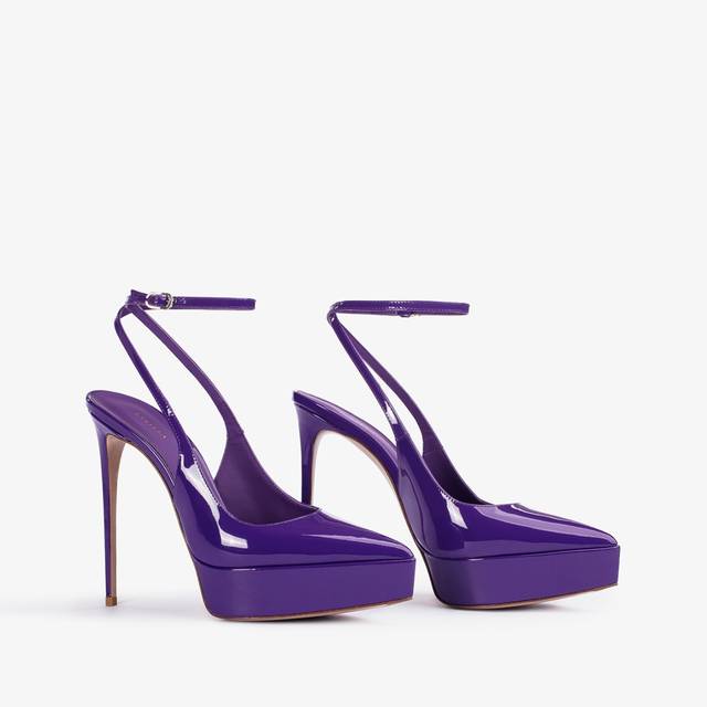 Le Silla Slingback con plateau vernice viola queen Qualità