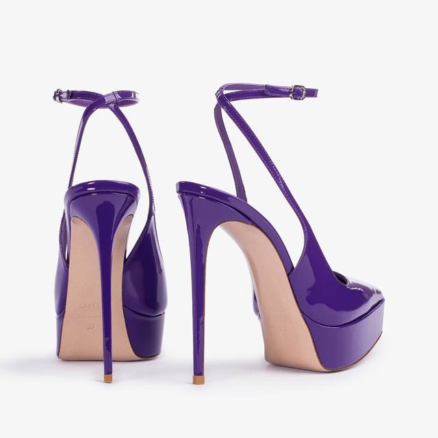 Le Silla Slingback con plateau vernice viola queen Qualità