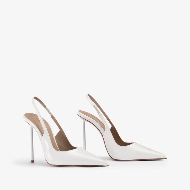 Le Silla Slingback vernice bianca carta Promozione