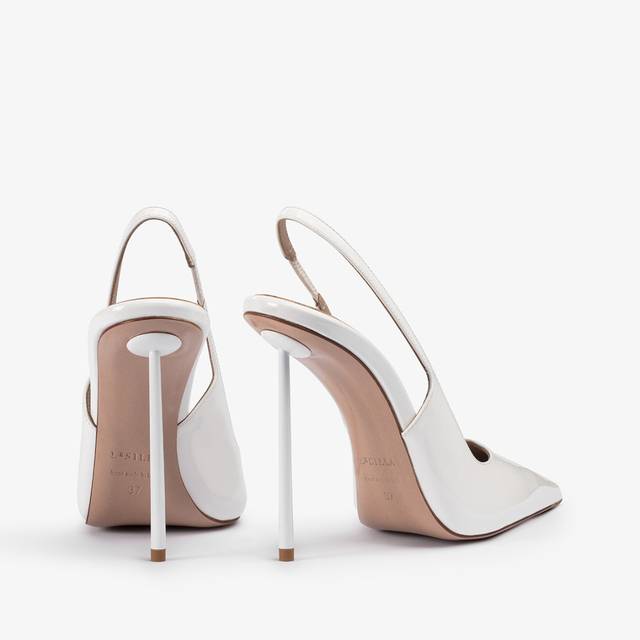Le Silla Slingback vernice bianca carta Promozione
