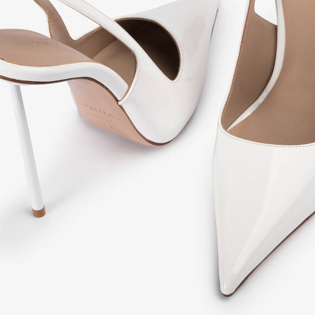Le Silla Slingback vernice bianca carta Promozione