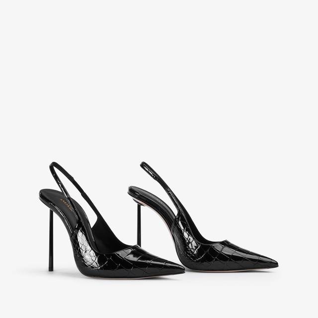 Le Silla Slingback stampa cocco nera Spedizione Gratuita
