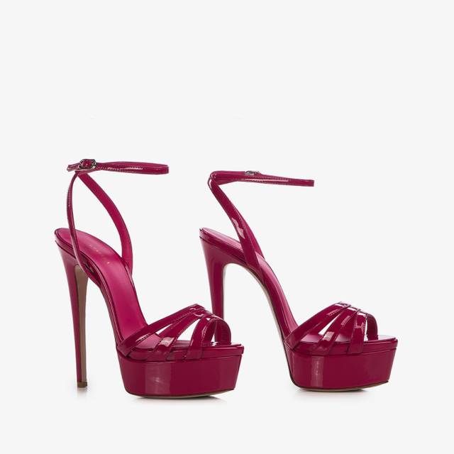 Le Silla Sandalo con plateau vernice fucsia cosmopolitan Qualità Garantita
