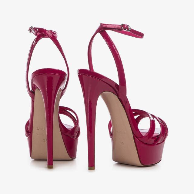Le Silla Sandalo con plateau vernice fucsia cosmopolitan Qualità Garantita