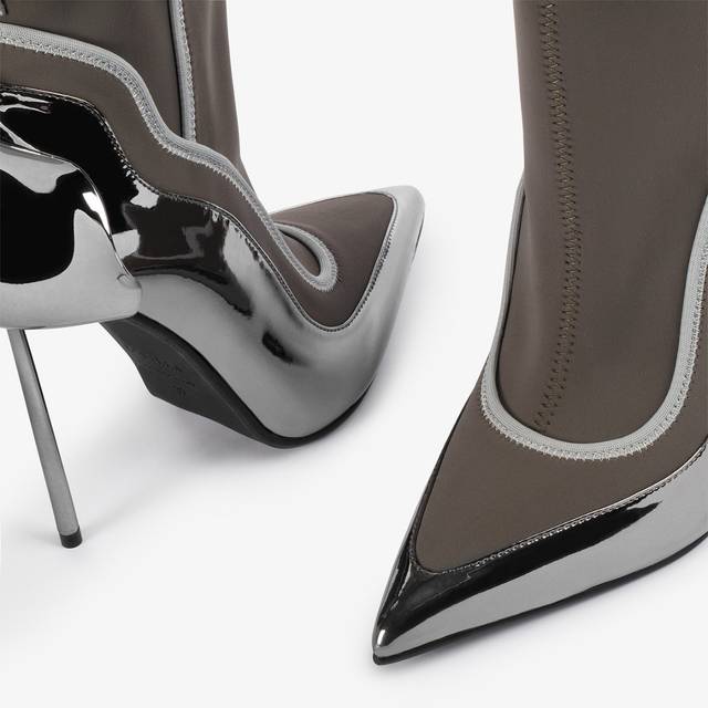 Le Silla Stivaletto metallizzato peltro con Cristalli argento Shopping Online