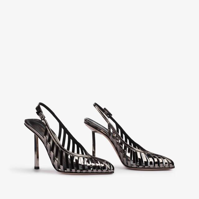 Le Silla Slingback con listini metallizzata peltro Economico