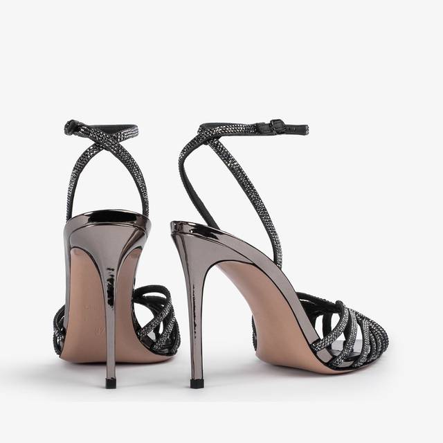 Le Silla Sandalo metallizzato peltro e Cristalli Outlet