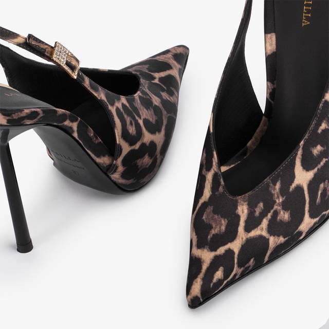 Le Silla Slingback raso stampa leopardata Offerta San Valentino