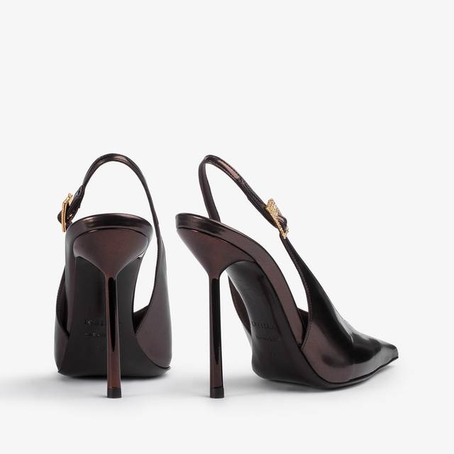 Le Silla Slingback metallizzata marrone fondente Saldi