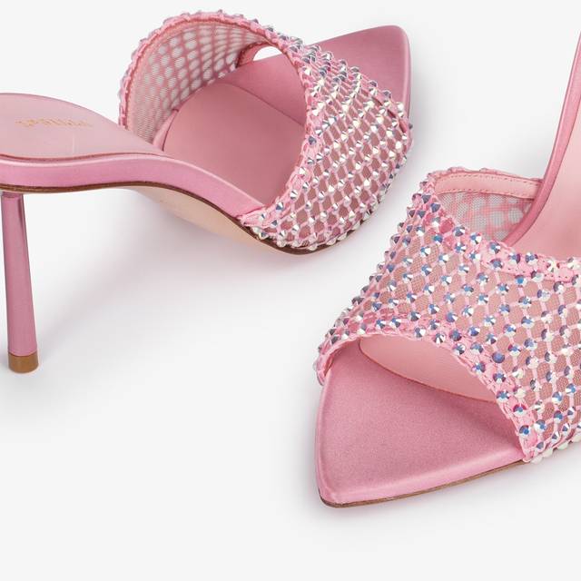 Le Silla Sandalo mule gioiello rete rosa dea con Cristalli Saldi Di Fabbrica