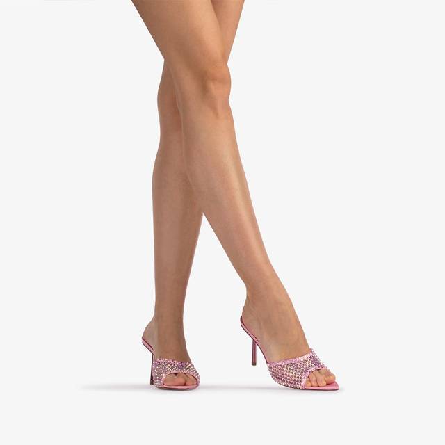 Le Silla Sandalo mule gioiello rete rosa dea con Cristalli Saldi Di Fabbrica