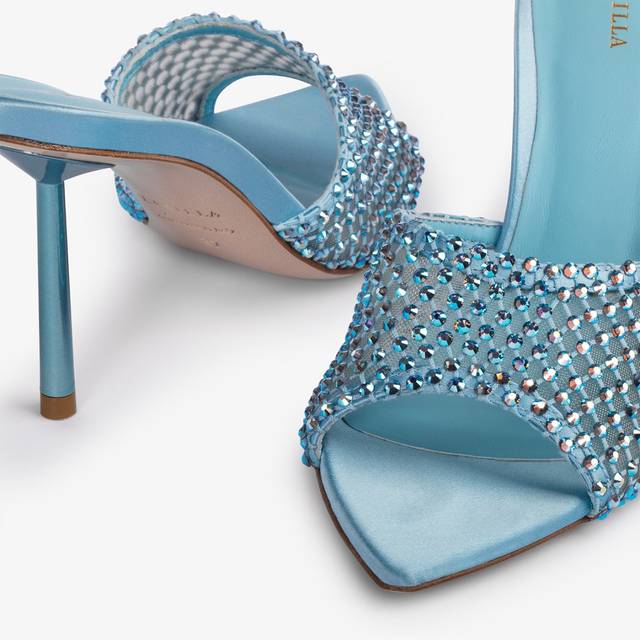 Le Silla Sandalo mule gioiello rete azzurro cielo con Cristalli I Più Venduti