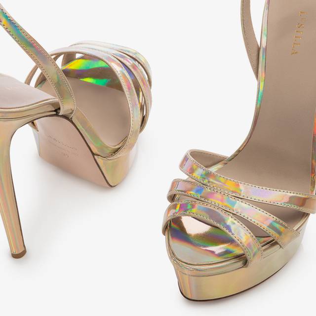 Le Silla Sandalo con plateau iridescente nude Offerta