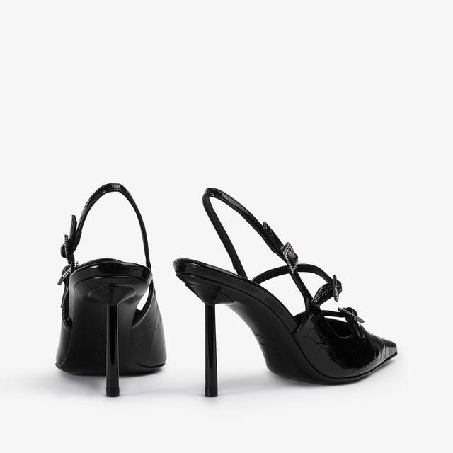Le Silla Slingback con listini stampa coccodrillo nera Vendita Calda