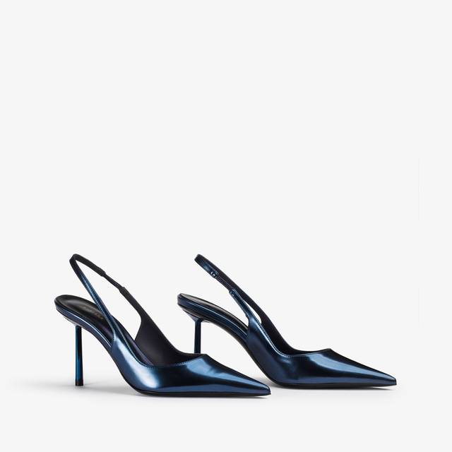 Le Silla Slingback metallizzata blu danubio Italy