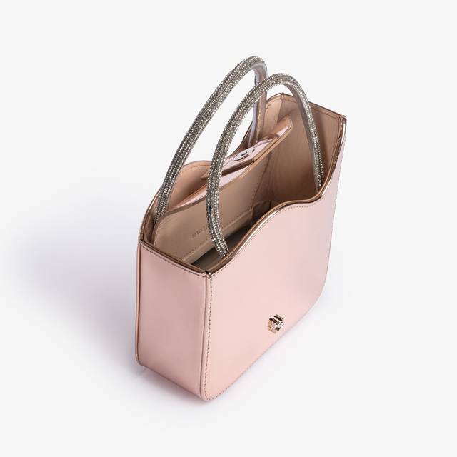 Le Silla Mini bag metallizzata oro rosa e Cristalli Moda