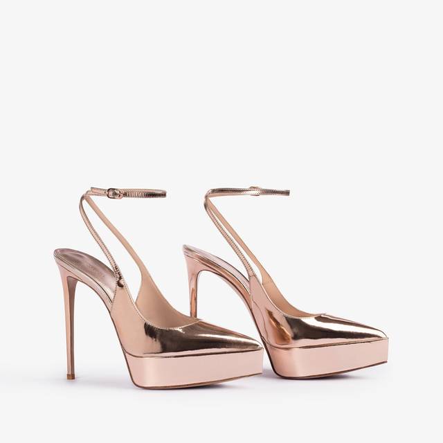 Le Silla Slingback con plateau metallizzata oro rosa 2025