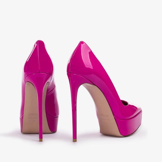 Le Silla Décolleté con plateau vernice fucsia bouganville Italy